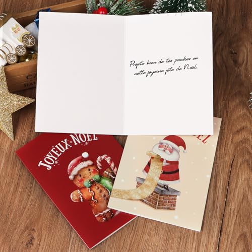 12 Kerstkaarten met Envelop in het Frans, Cadeau voor vrienden en Kerstmis 4