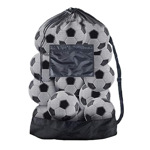 Mesh Drawstring Bag for Balls, Voetbal balzak met schouderband Mesh balzak Extra grote sporttas verstelbare schouderband duiken goederen Organisator zwart (76cmx102cm)