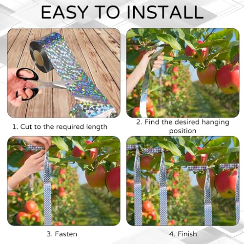 2 Rolls Vogelafstotende vogelband 2,2 cm x 80 m Vogelverschrikker Reflectieve Vogelafstotende Vogel Afstotende Vogel Bescherming voor Tuin, Tuin en Fruit Planten 4