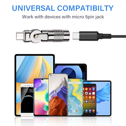2 Pack USB C naar Micro USB Adapter USB Type C Vrouw naar Micro 5Pin Male Connector 180 graden Rotatie Converter Connector Ondersteuning Laadgegevens voor telefoon 5