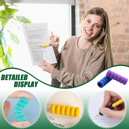 24 Stuks Potlood Handvat Potlood Grips voor kinderen, Gekleurde Sponge Line Potlood Gripper Pads, Schrijven Aids voor Relieving Fingers, Foam Potlood Grips voor kinderen en 4