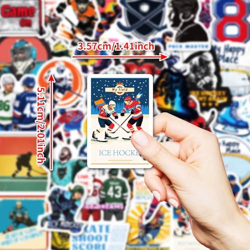 IJshockeystickers voor jongeren en volwassenen, 50 stuks, ijshockeyspellen, vinyl stickerset, auto, motorfiets, fiets, skateboard, snowboard, bagage, laptop, koffer, roer, motorfiets, computer 3