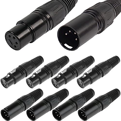 4 Pin XLR Plugs Connectors - Man en vrouw, Audio Microfoon Microfoon Connector voor luidspreker, Microfoon, Camera, Versterker (8PCS)