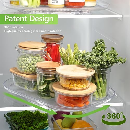 Draaitafel Top voor Koelkast, Koelkast Swivel Organizer, Transparant Rechthoekig Lazy Susan Spice Rack Countertop Spice Storage Plate voor huishoudelijke keuken(S) 3
