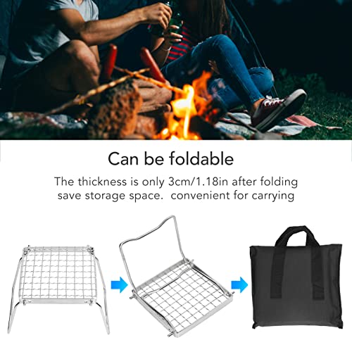 Kampvuurgrill, 304 Stainless Steel Campfire Grill Mini vouwen Grill Rack, Portable Oven Bracket BBQ Grill met benen en zak voor picknicks, Backpacking, Outdoor partijen 3