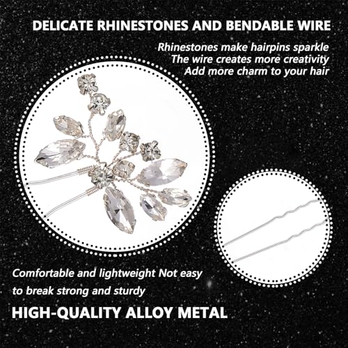 5 st bruiloft Rhinestone haarspelden, Crystal bruid haar accessoires zilveren bloem parel haar sieraden Franse bruids haar clips voor vrouwen meisjes updo verjaardag bruidsmeisjes 5