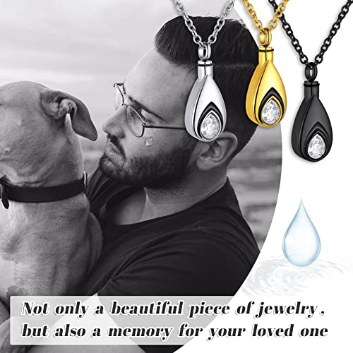 Roestvrij stalen Memorial Ketting voor As, Vrouwen ketting met Teardrop Cubic Zirconia Urn Hanger Silver Ash Amulet voor Keepsake met 51 cm + 5 cm Ketting 3