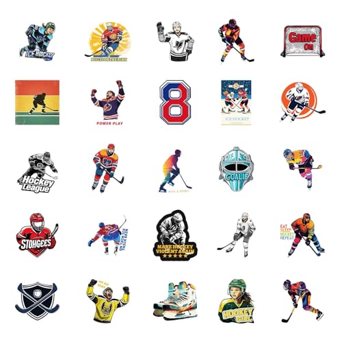 IJshockeystickers voor jongeren en volwassenen, 50 stuks, ijshockeyspellen, vinyl stickerset, auto, motorfiets, fiets, skateboard, snowboard, bagage, laptop, koffer, roer, motorfiets, computer