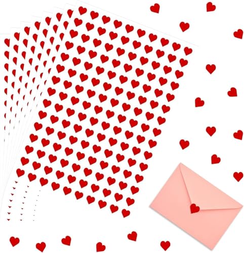 1200 Pieces Heart Stickers, Red Heart Stickers, 1 cm, Small Heart Stickers, Self-Adhesive Heart Stickers, Funny Heart Stickers, voor Uitnodigingsstempels, Cadeauverpakking