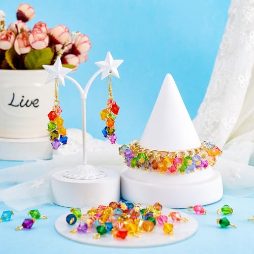 100 st. Bicone Kralen Facet Kralen Acryl Crystal Hangers met Iron Loops Crystal Kralen Bicone Dangle Bedels voor sieraden maken armband ketting oorbellen DIY ambachten 5