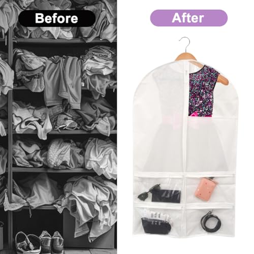 Kledingzak meisjes Grote Zichtbare Capaciteit Witte Venster Kleding Bag ademende stofdichte kleren Covers voor rokken Baljurken 3