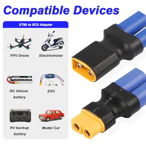 XT60 naar EC5 EC5 Adapter EC5 Plug naar XT60 Bushing en EC5 Bus naar XT60 Plug voor LiPo Battery Connection Adapter (4PCS) 3