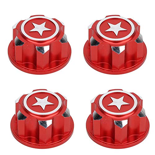 RC Hex Wheel Nut, 4PCS Metaal 17mm Hex Wheel Mount Nuts Compatibel met X-MAXX Summit Traxxas RC Car(Rood)