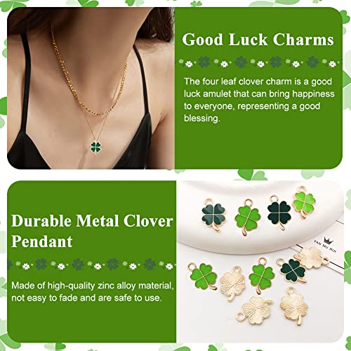 Vier Clover Charms, 24 stuks Groene Metal Vier Klaver Lucky Charm Clover Bedels Ornamenten DIY sieraden Accessoires, Metal, Metal 3
