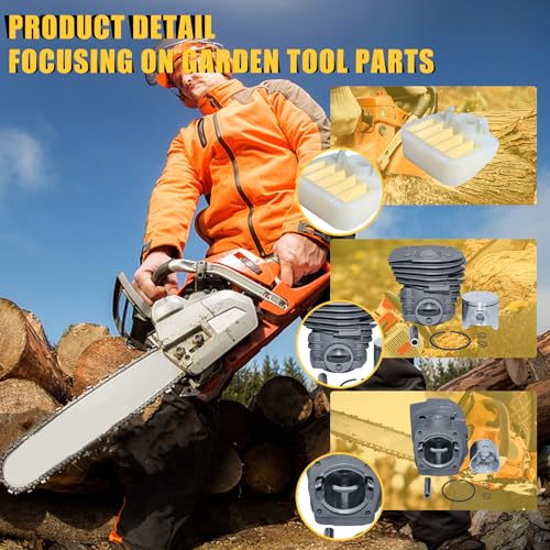 Cilinderpiston (44mm) Luchtbrandstoffilterlijn Kit Fit Husqvarna 350 351 353 346 XP kettingzaag Muffler pakking lager NIKASIL Plat 5