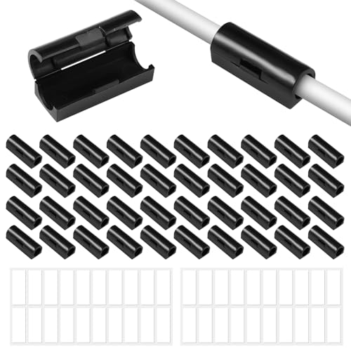 40 st. Zelfklevende Kabelhouders, Kabelhouder Clips, Kabel Clips, Mini Outdoor Kabel Clips met Kleefbanden, Kabelgids, Organisator, voor kantoren, Huis, Muur, Workshop (Zwart)