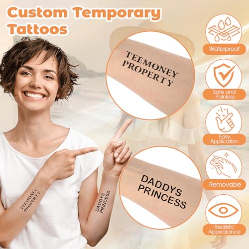 10 Vellen aangepaste tijdelijke tattoos, Zelfklevende nepbrieven Stickers Waterdichte zwarte tattoo Stickers DIY naam Tattoo voor vrouwen mannen