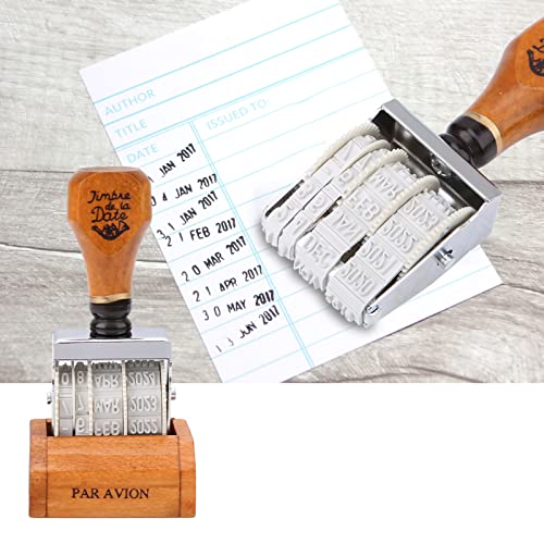Houten handvat en Base Roller Datum Stempel,Stamp voor DIY Craft Cards Maken Planner Scrapbooking 3