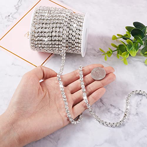 10 Yards Crystal Rhinestone Kettingen 5mm Trimmen Klauw Ketting Messing Zilver Rhinestone Cup Kettingen voor DIY Naaien Craft sieraden maken 5