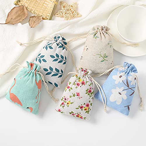 Jute Tassen 25 stuks - Natuurlijke cadeautassen, Jute Bag (5 Type Tassen-B)