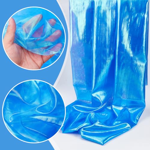 3m Organza Fabric, Rainbow Gradient Lace Iridescent Holografische Mesh Stof voor bruiloft jurk Gordijn Fotografie Achtergrond DIY Supplies Decor 1.5m breed, Dodger blauw 4