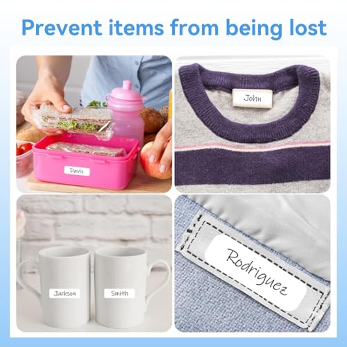Verpakking van 50 Zelf-Adhesive Textieletiketten, Naamstickers, Kleding, Waslabels, Zelf-Adhesive voor Strijken, 15 x 30 mm, Naamlabels, Zelf-Adhesive Naam Tags, Waterdichte Labels voor Kleding 4