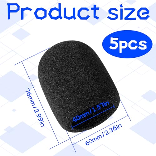 Verpakking van 5 Microfoon Windscherm, Pop Protection Microfoon, Stofdichte en antibacteriële Mic Foam Cover, Elastische Microfoon Foam voor Ktv, Outdoor Activiteiten (Zwart)