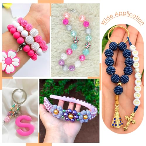 195Stuks Plastic Berry Kralen, 13 Kleuren, ABS Imitatie Bayberry Ronde Bubblegum Kralen, Kleurrijke Dikke Kralen voor DIY armband ketting sieraden maken, Gat: 1~1,8mm 5
