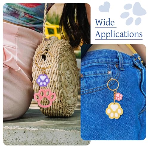 2 st Paw Afdrukken Siliconen mallen Kattenvoetafdruk Afgietselhars mal met sleutelhangers Jump Ring voor het gieten van UV Epoxy Hars sieraden maken sleutelhanger ambacht 5