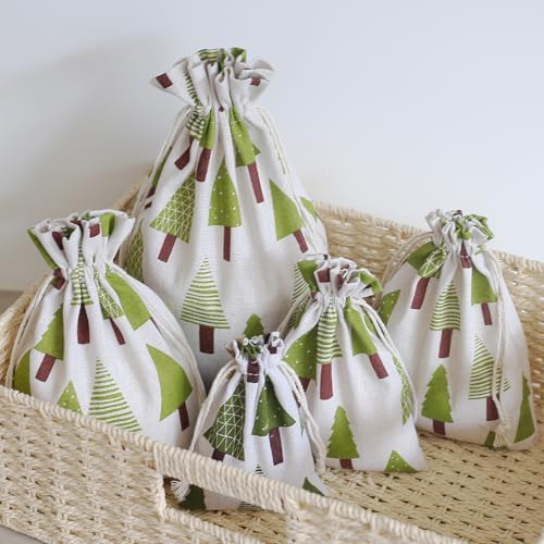 Katoenen tas met katoenen koord, cadeauzakjes voor Kerstmis (15 x 20 cm) 4
