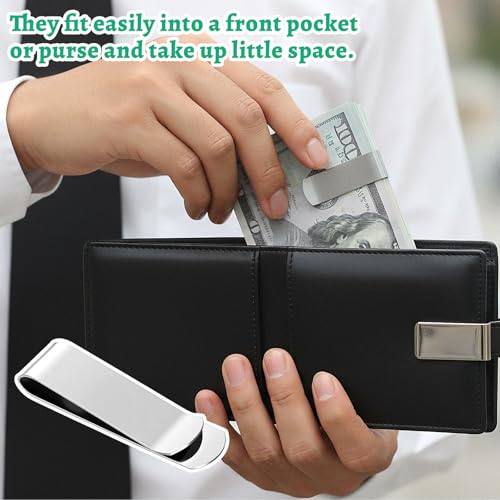 Set van 20 Stainless Steel Money Clip, Silver Slim Metal Money Clip Credit Card houder, Minimalistische portemonnee met voorzak voor mannen 5