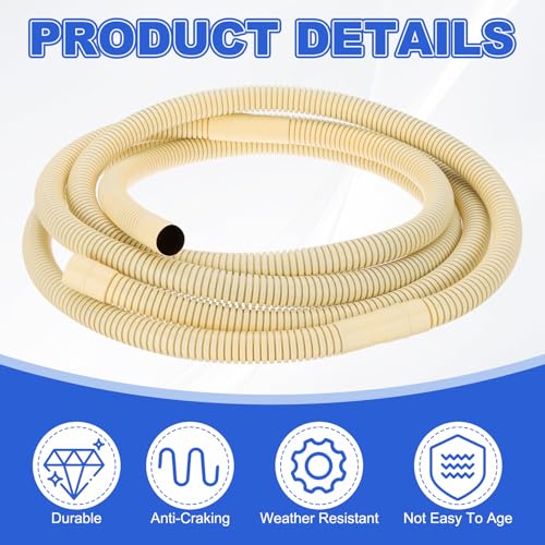 6.5Ft Air Conditioner Drain slang Kit Universele AC Drainage slang met rechte connector voor Drain slang uitbreiding Mini Split AC Ductless Heat Pumps AC Drainage HVAC Extender, Geel 4