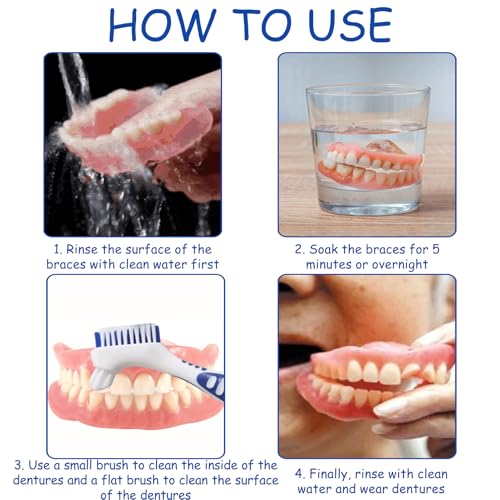 Prothese Tandenborstel, 4 stuks, Draagbare Kunstgebit Reiniging Penselen, Dubbelzijdige Kunstgebit Reiniging Brush, Tandenborstel voor Brackets, Meerlaags Tandenborstel voor Prosthesis Zorg (4 4