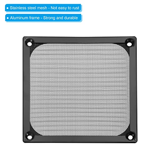 120 mm ventilatorfilter, schroefrooster, 4 stuks, aluminium frame, roestvrij staal, stofdichte hoes voor computercase, zwart 4
