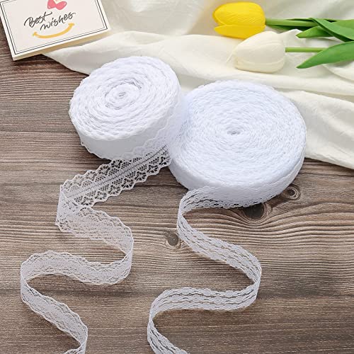 Lace Ribbon 50m Vintage White Lace Trim voor Naaien, Bruiloft Tafel Decoratie, Ambachten, Cadeau Lint, Kraft Papier (2 Types) 3