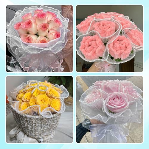 Bruiloft Cadeauverpakking Wrap, 4m Boeket, Papier, Bloemenpapier, Gift Wrap, White Packaging Paper Mesh Paper Wavy Net Garen voor Bloem levert Valentijnsdag, Bloemenbenodigdheden 3