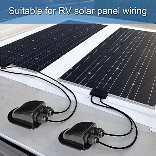Zonnekabelingang klierbehuizing Waterdicht IP68 voor zonnepanelen van campers, caravans, boten, boten, zonnepaneelbedrading Montagebeugels Zwart, voor 3 mm2 tot 12 mm2 kabel 3