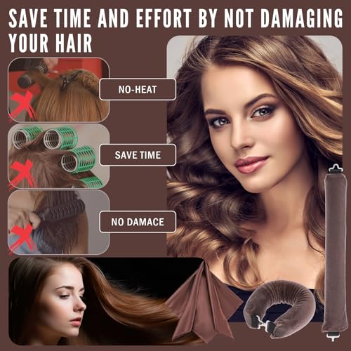 Heatless Hair Curling Iron Night Blow Curls Bars met Vierkante Hoofddoek voor Slapen Herbruikbaar Geen Heat Curly Headband met Haak voor Vrouwen Lange Korte Straight