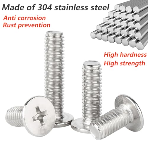 20 st M6 x 20mm dunne platte kopschroeven, roestvrij staal 304 Phillips Schroeven, Machineschroeven, Volledige draad 4