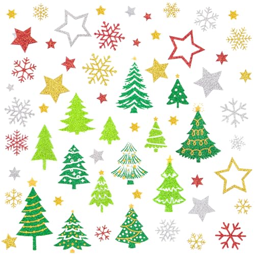 225 stuks Glitter Snowflake Sticker Zelfklevende ster Sticker Kerstboom Transparant Ideale etiketten voor kaarten maken Scrapbook Holiday Envelope Seal