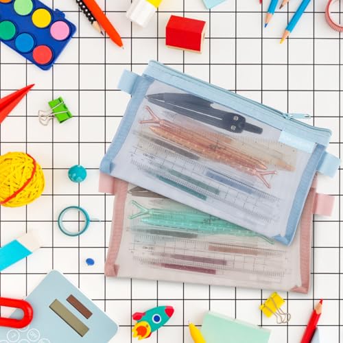 Set van 6 Kleine Transparante Pencil Case met Zipper Organizer Bag Zipper Pen zak Nylon Mesh Multifunctioneel Opslagorganizer 3
