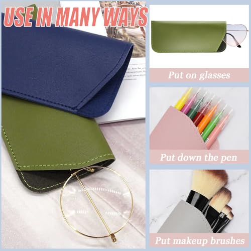 4 stuks zachte lederen glazen koffers met 4 stuks schoonmaakdoek draagbare zonnebril Spectacle Pouch lederen glazen opslagtassen voor vrouwen mannen voor glazen en zonnebrillen opslag (4 kleuren 4