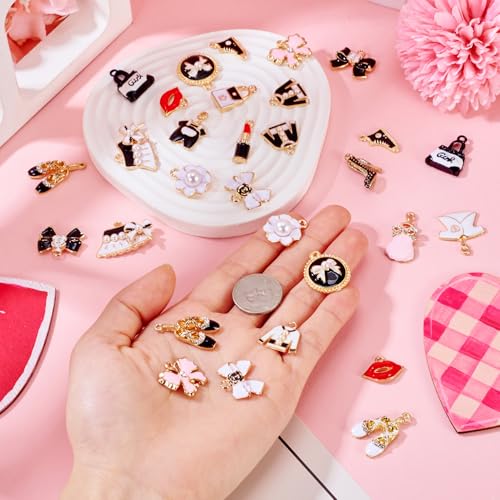 20 Styles Legering Emaill Charms Vrouwen Thema Dangle Charm Lipstick handtas hangers hoge hakken jurk meisjes hanger voor DIY oorbellen ketting sieraden maken, Emaill 5