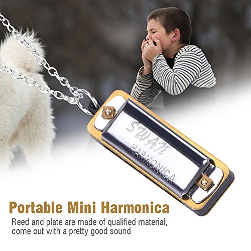 Mini Harmonica, ketting sleutel van C 4 gaten 8 tonen Harmonica Draagbaar mondorgel voor kinderen Beginner(Zilver) 3