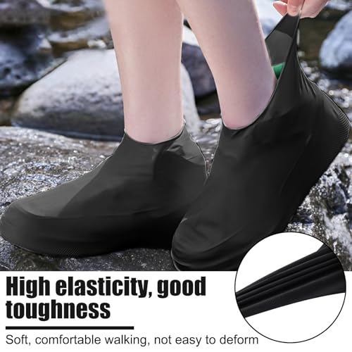4 Pairs Siliconen Overschoenen Maat L (38-46), Herbruikbare Siliconen Regenhoes, Non-slip Waterdichte Schoenhoes Siliconen Schoenhoes voor Regen, Sneeuw, Muddy Roads (Zwart) 4