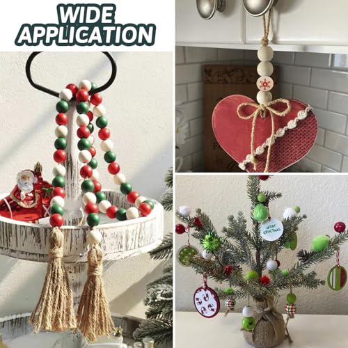 140 st Geschilderd hout Ronde kralen met sneeuwvlok patroon 7 stijlen Groot gat Natural Houten Spacer Losse kralen voor Macrame ambachten DIY Sieraden maken van thuisfeest decoratie 5