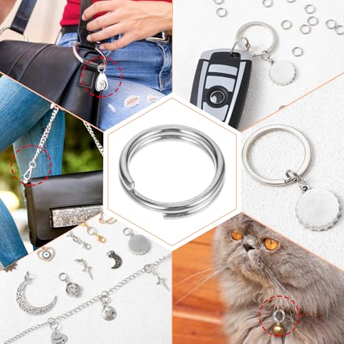 Pakket van 100 kleine sleutelhangers, dubbele lus roestvrij staal Split ringen Mini Sleutelhanger, metalen ring connector voor sieraden, oorbellen, ketting, armbanden en ambachten (8mm) 5