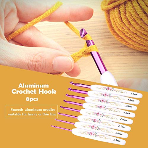 Haak haak set aluminium breinaalden met zachte bloemen print plastic handvat garen weefgereedschap 8 stuks Groot 3