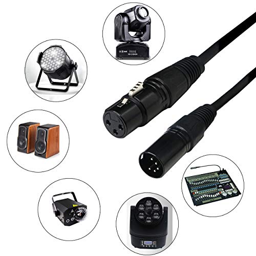 DMX 512 5 Pin XLR Man naar XLR Vrouwelijke 3 Pole Stage Lichtkabel met metalen connectoren voor Stage Verlichting en DJ-1.6m