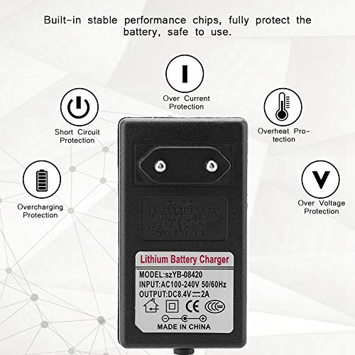 Lithium batterij oplader 8.4V 2A Ion vervangende power Lithium-ion opladers Adapter voor speelgoed autobalans voor hoofdlamp veilig en snel opladen Britse regelgeving 5